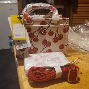 Cherry Print Mini Tote Bag in Red and Cream